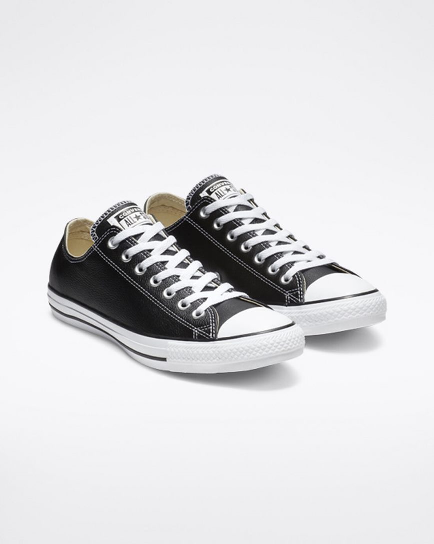 Tenis Converse Chuck Taylor All Star Couro Cano Baixo Masculino Pretas | PT J09PT34